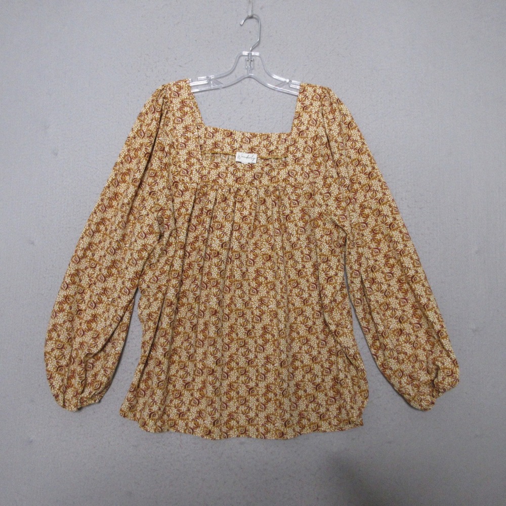 Wonderly Top Plus 1X Floral Top Balloon Sleeve Boho Prairie Cottage Autumn NWT - Picture 3 of 9